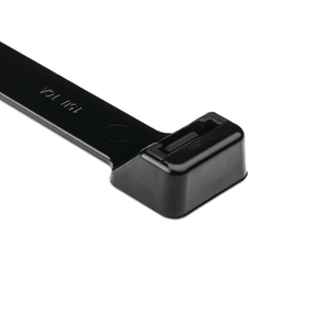 Releasable cable tie features a head design with extended pawl for quick release of bundles.