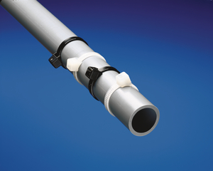 The Clamp Tie head design contains clamping rails to provide full circumferential compression around bundles.