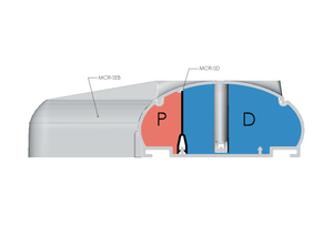Option for communications devices in raceway and electrical outlets on side.