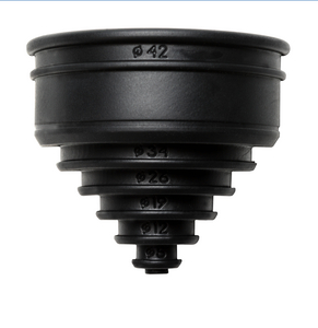 Flexible rubber material easily slips over end of conduit to seal out dust and debris.