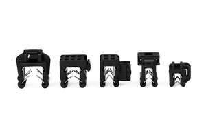 Fünf Größen (0,5 - 8,0 mm Plattendicke) in einem Bild.