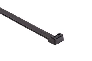 Heavy duty cable tie features a release in the head for easier bundle maintenance.