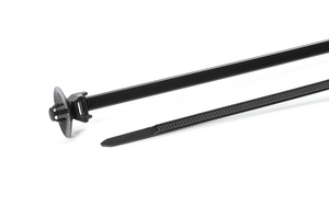 1-teiliger Befestigungsbinder für runde Löcher mit Scheibe und flachem Spreizanker.