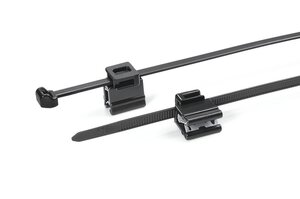 EdgeClip combined with a cable tie for guiding cables inversely and over the edge.