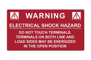 Warning label meets NEC & IFC standards for printed text, character height, color and outdoor UV stability to pass inspections.