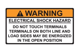 Warning label meets NEC & IFC standards for printed text, character height, color and outdoor UV stability to pass inspections.