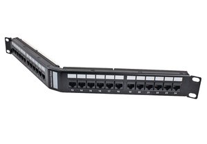 1U 24 Port Universal Angled Panel