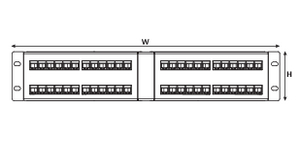 2U 48 Port Universal Angled Panel (front view)
