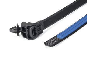 Soft Grip Cable Tie assembled with Soft Grip Mount for holes (arrowhead).