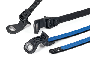 Soft Grip Cable Tie assembled with Soft Grip Mount for screw fixing.