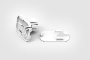 Corner bend managers and hole plugs with caps.