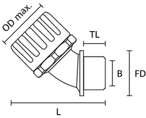Złącze HelaGuard, kątowe 45° ze stałym gwintem zewnętrznym