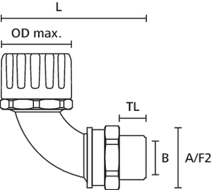 Raccord HelaGuard, coudé à 90° avec filetage interne tournant
