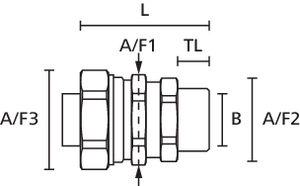 Raccord à compression droit, avec filetage externe tournant