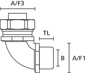 HelaGuard compression fitting, 90° with fixed external thread