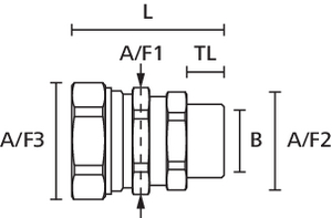 HelaGuard compression fitting, straight with swivel external thread