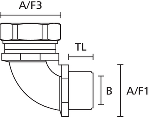 HelaGuard compression fitting, 90° with fixed external thread