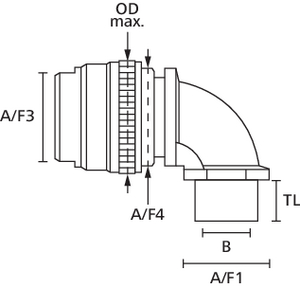HelaGuard compression fitting, 90° with fixed external thread
