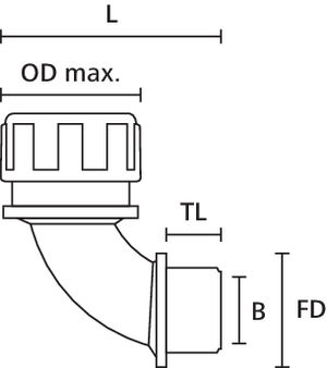 Złącze HelaGuard, kątowe 90°, ze stałym gwintem zewnętrznym