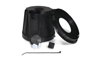 SpotClip-Box is a downlight cover supplied as a complete kit.