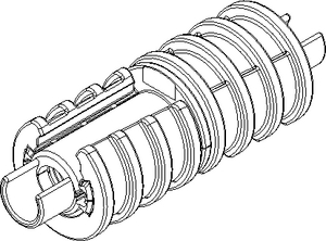 Divisible connector with gas-stop EBM-GS 10