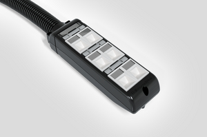 6 Port POD Box assembled with 6 x HTC 6C Angled Adaptors and conduit.