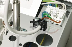 Strain relief Klam-Klip in application.