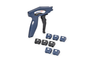 Zip tie cutter EVO cut with set of eight nosepieces.