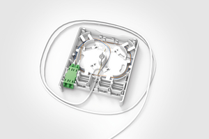 Fibre Wall Outlet with Pre-terminated Connecting Cable.