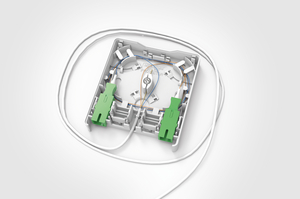 Fibre Wall Outlet with Pre-terminated Connecting Cable.