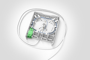 Fibre Wall Outlet with Pre-terminated Connecting Cable.