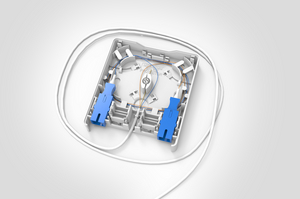 Fibre Wall Outlet with Pre-terminated Connecting Cable.