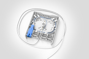 Fibre Wall Outlet with Pre-terminated Connecting Cable.