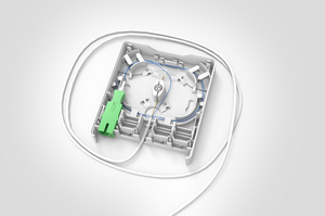 Fibre Wall Outlet with Pre-terminated Connecting Cable.