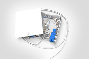 Fibre Wall Outlet with Pre-terminated Connecting Cable.