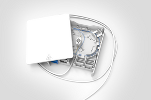 Fibre Wall Outlet with Pre-terminated Connecting Cable.