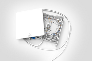 Fibre Wall Outlet with Pre-terminated Connecting Cable.