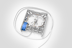 Fibre Wall Outlet with Pre-terminated Connecting Cable.