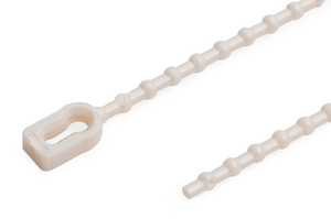 Biodegradable bobble tie for fast and easy temporary bundling.