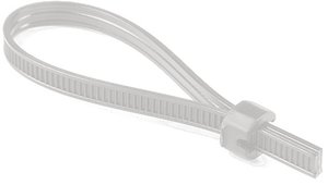 The outside serrated strap is suitable for sensitive surfaces and can be used for bundling and fixing of cables, pipes and hoses, as well as for bag sealing.