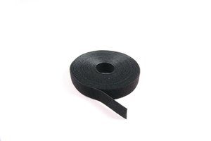Hook and loop grip ties are supplied on a roll for on-demand custom lengths.