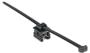 Two piece assembly allows the edge clip to slide along the cable tie strap to ensure proper orientation.