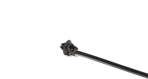 One-piece cable tie includes fir tree with disc for round holes.