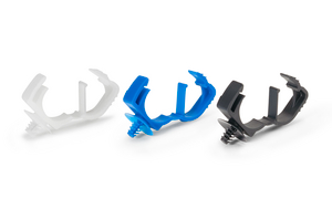 Harness Clip made from E/TFE (blue), PA66 heat stabilised and weatherresistant (natural) and PA66 (black) for round holes from 3.3 - 4.0 mm.