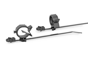 2-piece fixing ties with arrowhead, with wings and pipe clip.