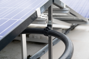 Ideal for solar applications: UV-resistant corrugated tubing.