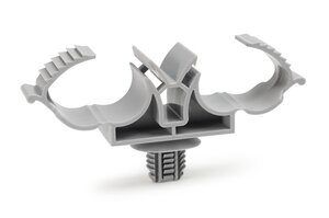 Fixing element for parallel routing of two harnesses or tubes (12.2 - 18.0mm).