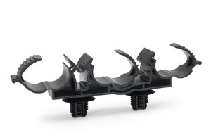 Fixing element for parallel routing of three harnesses or tubes (12.2 - 18.0mm).