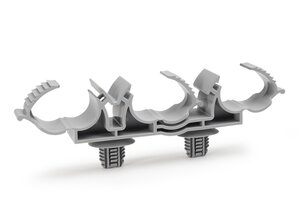 Fixing element for parallel routing of three harnesses or tubes (12.2 - 18.0mm).