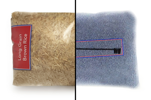 X-ray detected cable tie in a commercial rice package.